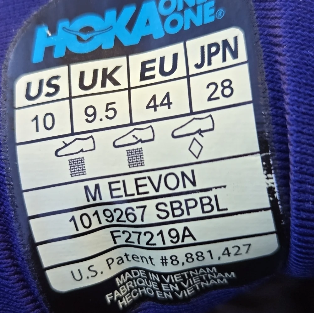 HOKA ONE ONE Elevon Size 10 Men's Lightweight Road-Running Sneakers